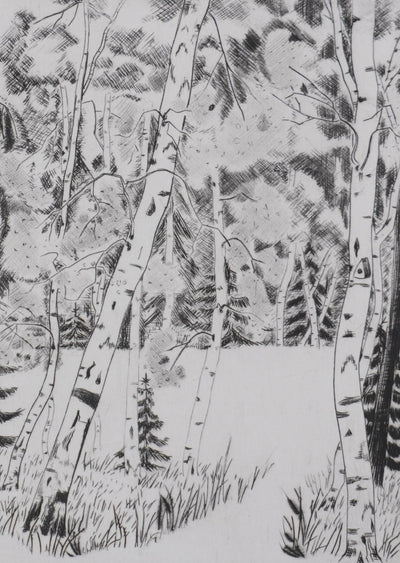 Camille COMBE : A l'orée de la forêt, Gravure originale signée