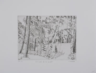 Camille COMBE : A l'orée de la forêt (1er état), Gravure originale signée