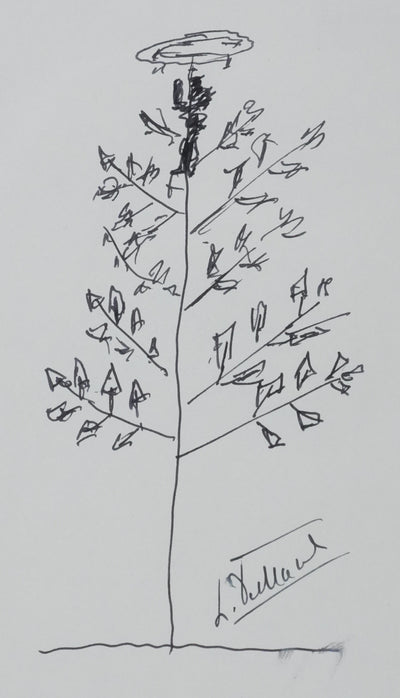 Léonce PEILLARD : L'arbre ange, Autographe et dessin original signé