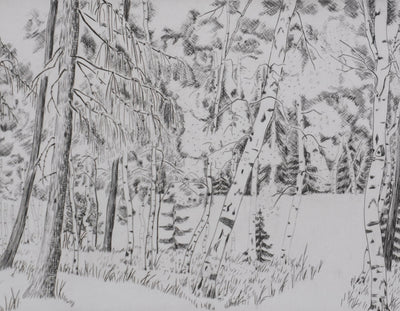 Camille COMBE : A l'orée de la forêt (1er état), Gravure originale signée