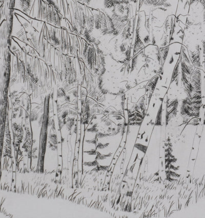 Camille COMBE : A l'orée de la forêt (1er état), Gravure originale signée