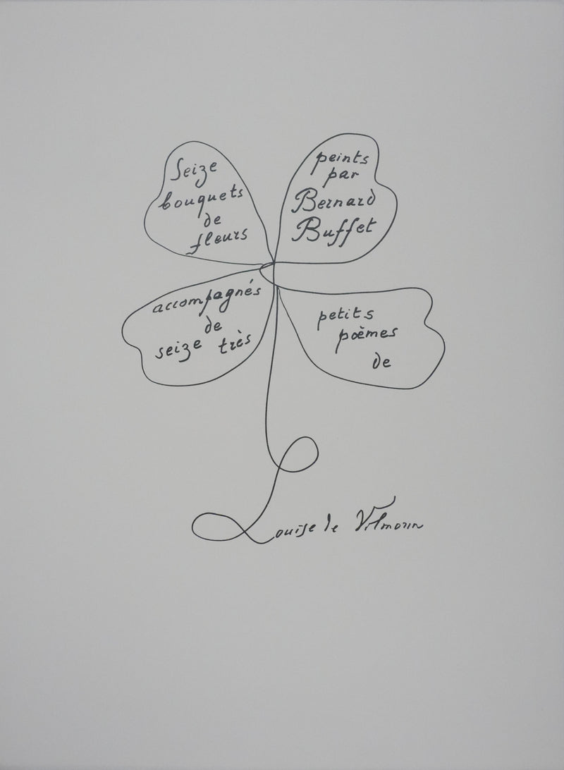 Louise DE VILEMORIN : Le trèfle à quatre feuilles, Lithographie originale signée