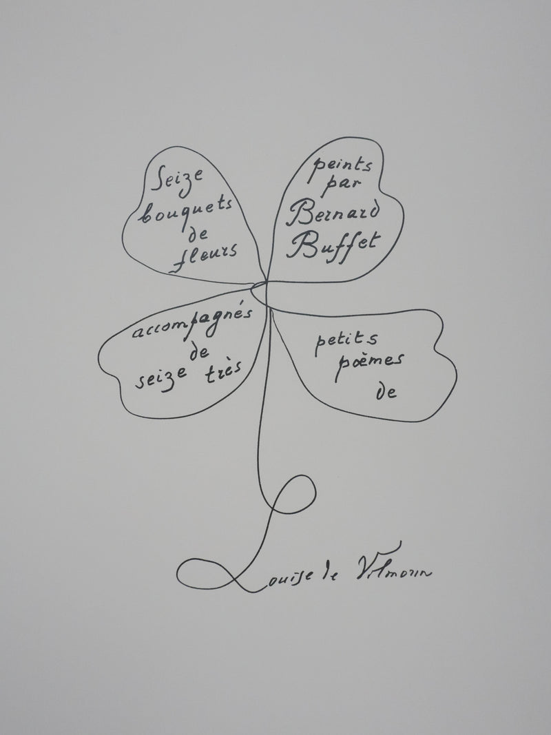 Louise DE VILEMORIN : Le trèfle à quatre feuilles, Lithographie originale signée