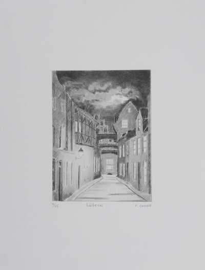 Camille COMBE : Lübeck, Gravure originale signée
