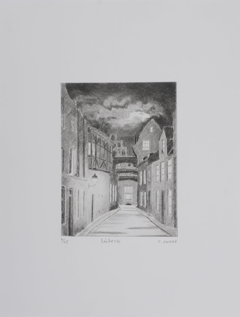 Camille COMBE : Lübeck, Gravure originale signée