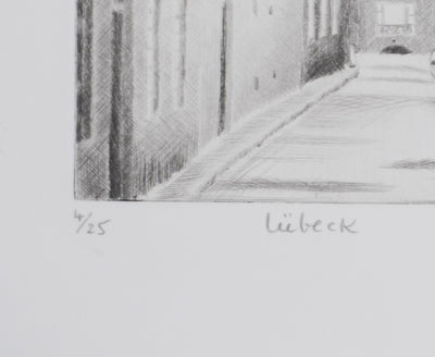 Camille COMBE : Lübeck, Gravure originale signée