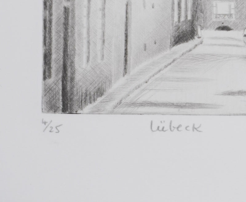 Camille COMBE : Lübeck, Gravure originale signée