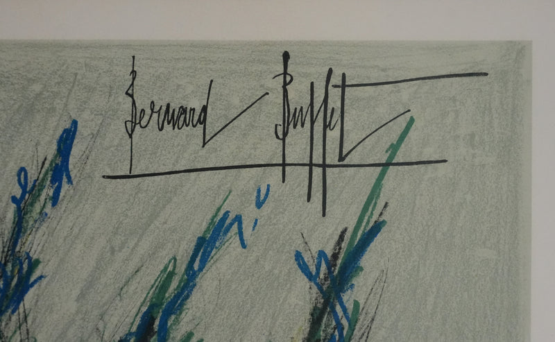 Bernard BUFFET : Ensemble floral, Lithographie originale signée