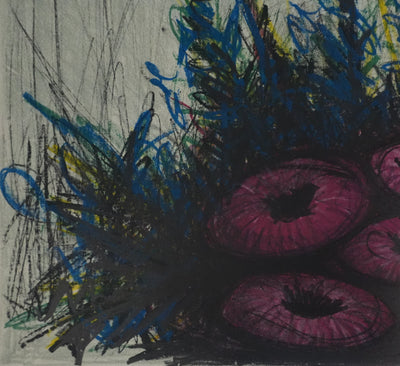 Bernard BUFFET : Ensemble floral, Lithographie originale signée