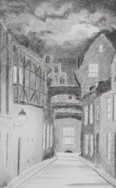 Camille COMBE : Lübeck, Gravure originale signée