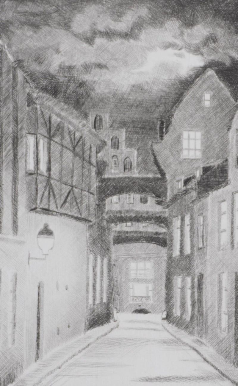 Camille COMBE : Lübeck, Gravure originale signée