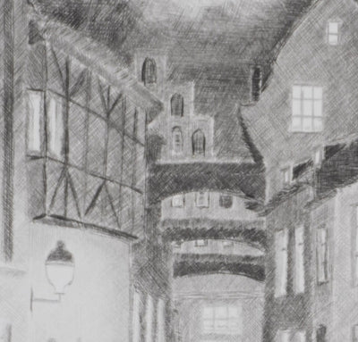 Camille COMBE : Lübeck, Gravure originale signée