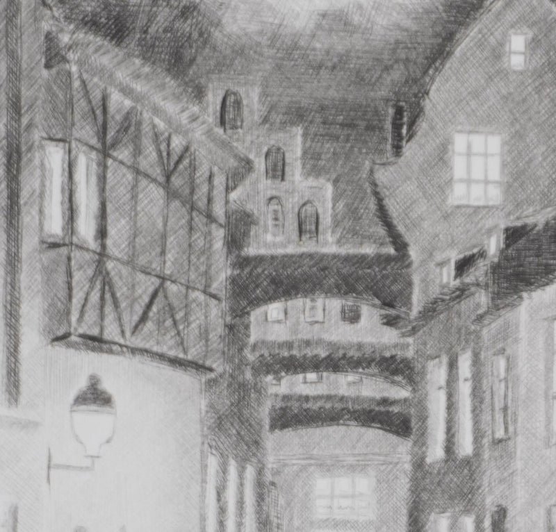 Camille COMBE : Lübeck, Gravure originale signée