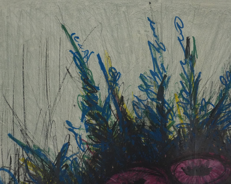 Bernard BUFFET : Ensemble floral, Lithographie originale signée