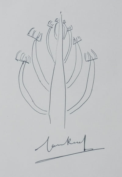 Jacques RUEFF : L'arbre aux bras, Autographe et dessin original signé