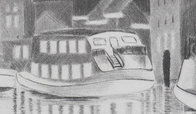 Camille COMBE : Dans le fjord de Flensbourg, Gravure originale signée