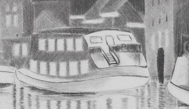 Camille COMBE : Dans le fjord de Flensbourg, Gravure originale signée