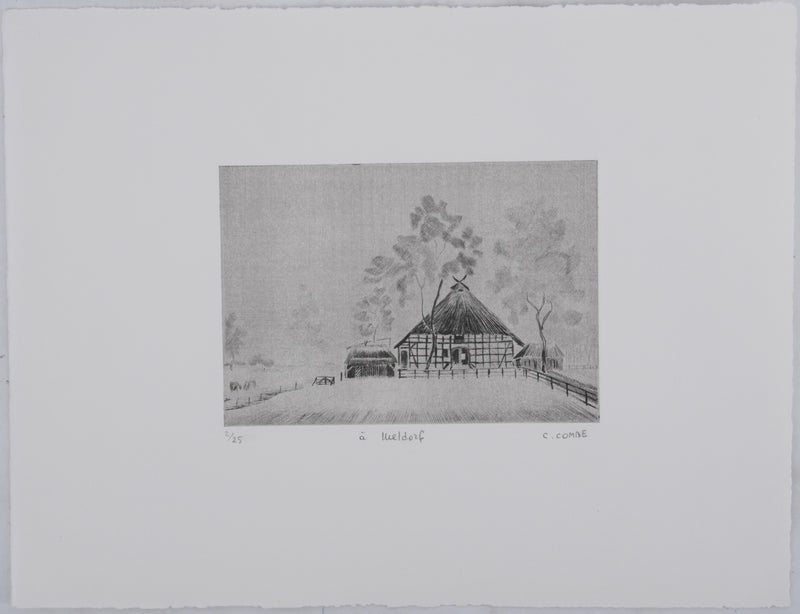 Camille COMBE : A Meldorf, Gravure originale signée