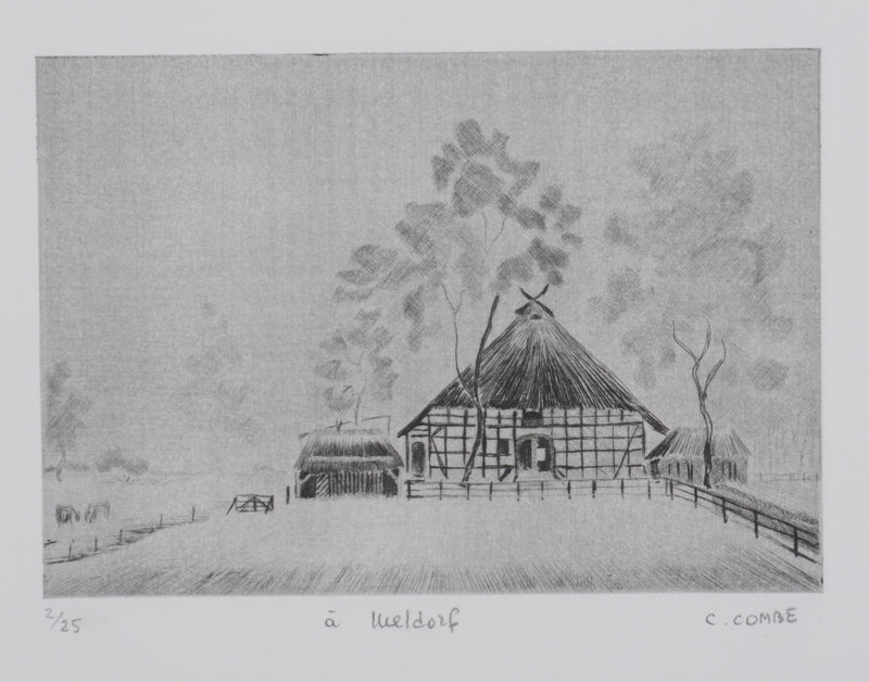 Camille COMBE : A Meldorf, Gravure originale signée