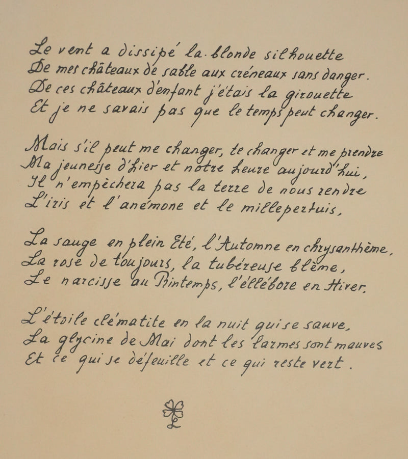 Bernard BUFFET : Ensemble floral, Lithographie originale signée