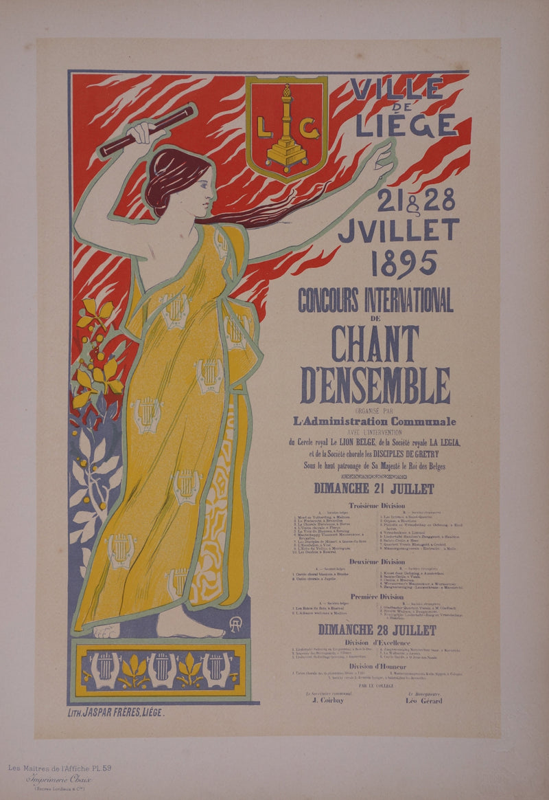 Auguste DONNAY : La personnification du Chant, Lithographie originale signée
