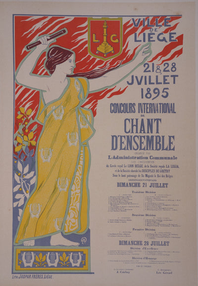 Auguste DONNAY : La personnification du Chant, Lithographie originale signée