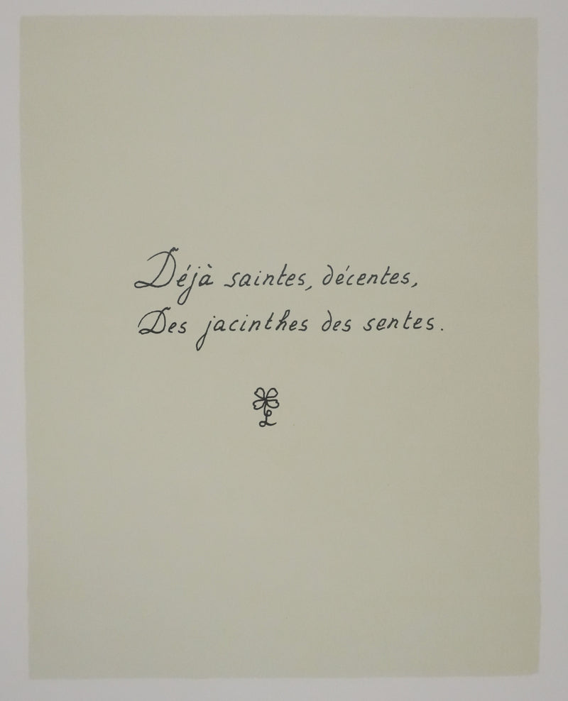 Louise DE VILEMORIN : La jacinthe, Lithographie originale signée