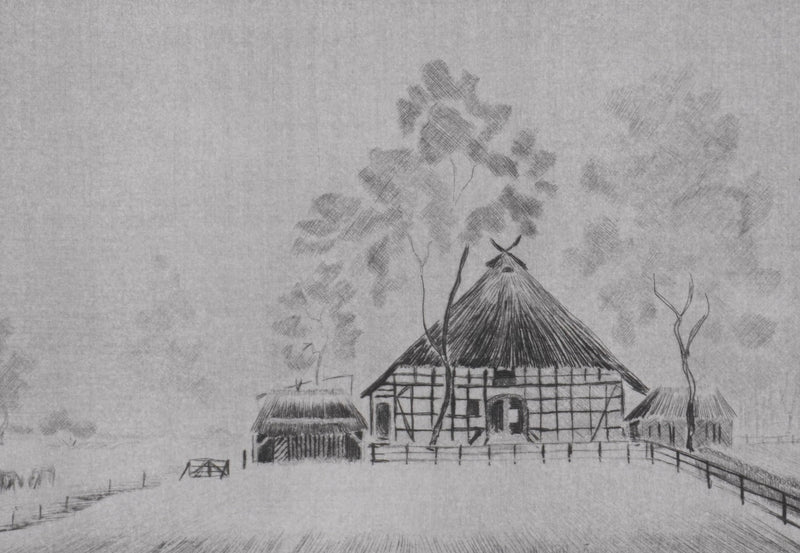 Camille COMBE : A Meldorf, Gravure originale signée