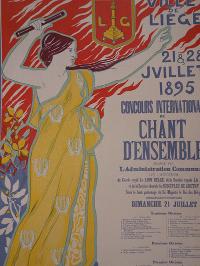 Auguste DONNAY : La personnification du Chant, Lithographie originale signée