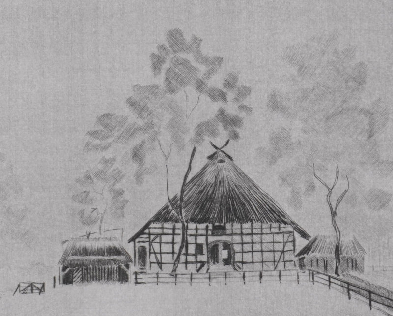 Camille COMBE : A Meldorf, Gravure originale signée