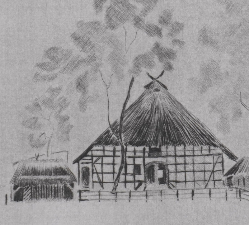 Camille COMBE : A Meldorf, Gravure originale signée
