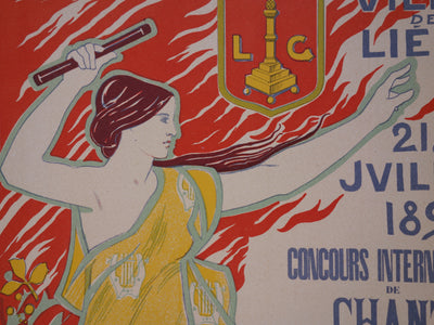 Auguste DONNAY : La personnification du Chant, Lithographie originale signée