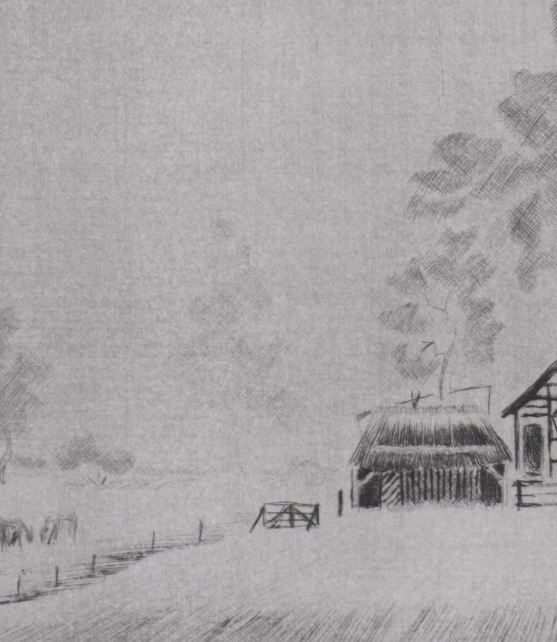 Camille COMBE : A Meldorf, Gravure originale signée