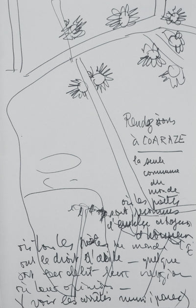Jean VODAINE : L'arbre cartographe, Autographe et dessin original signé