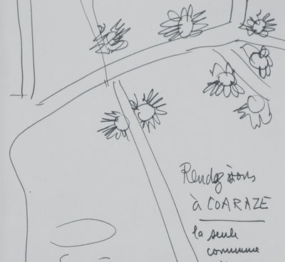Jean VODAINE : L'arbre cartographe, Autographe et dessin original signé