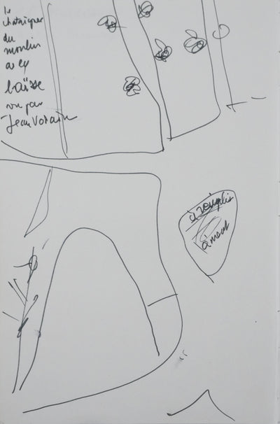 Jean VODAINE : L'arbre cartographe, Autographe et dessin original signé