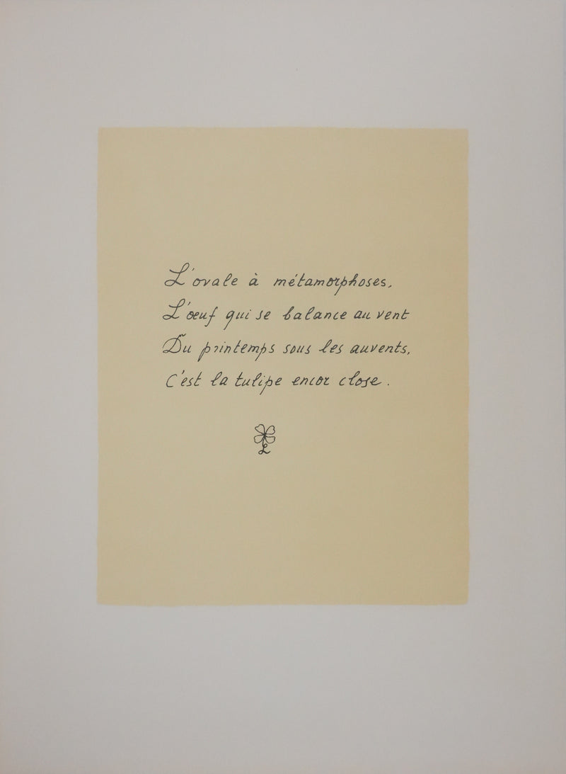 Louise DE VILEMORIN : La tulipe, Lithographie originale signée