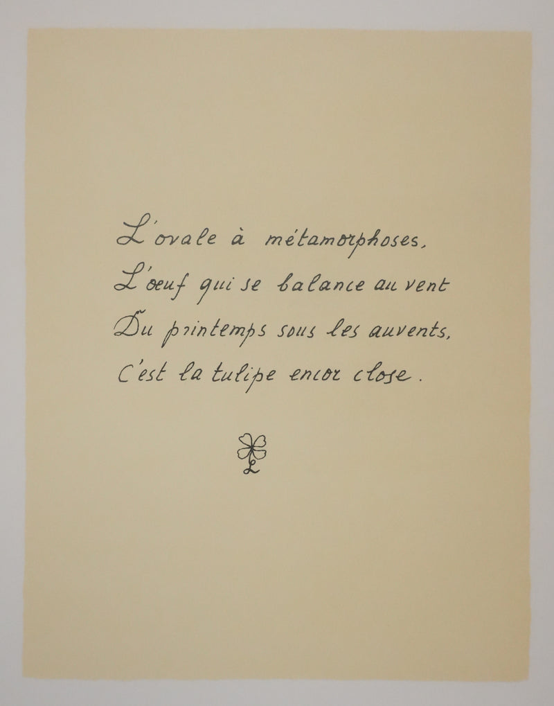 Louise DE VILEMORIN : La tulipe, Lithographie originale signée