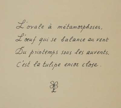 Louise DE VILEMORIN : La tulipe, Lithographie originale signée