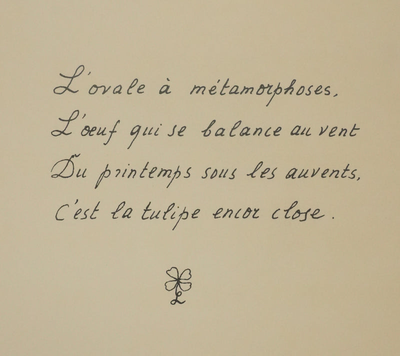 Louise DE VILEMORIN : La tulipe, Lithographie originale signée