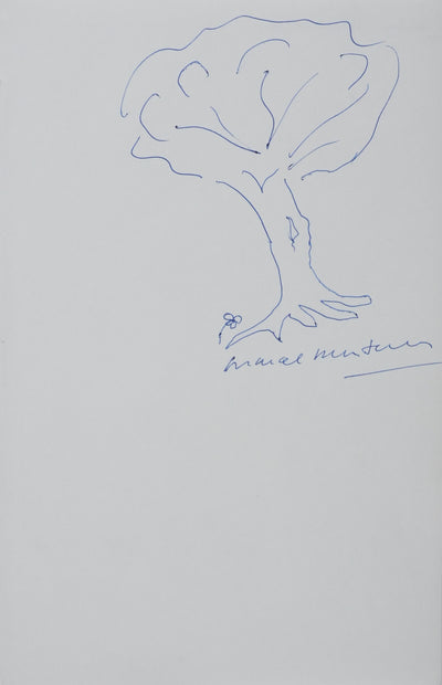 Marcel MONTARRON : L'arbre et la fleur, Autographe et dessin original signé