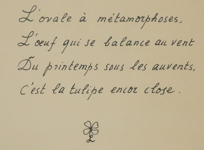 Louise DE VILEMORIN : La tulipe, Lithographie originale signée