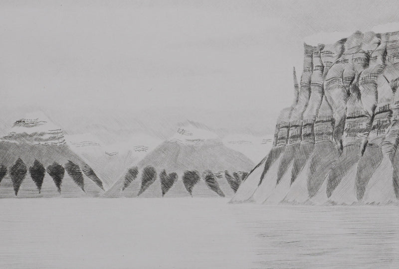 Camille COMBE : Les jeux de la nature au Spitzberg, Gravure originale signée