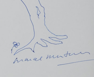 Marcel MONTARRON : L'arbre et la fleur, Autographe et dessin original signé