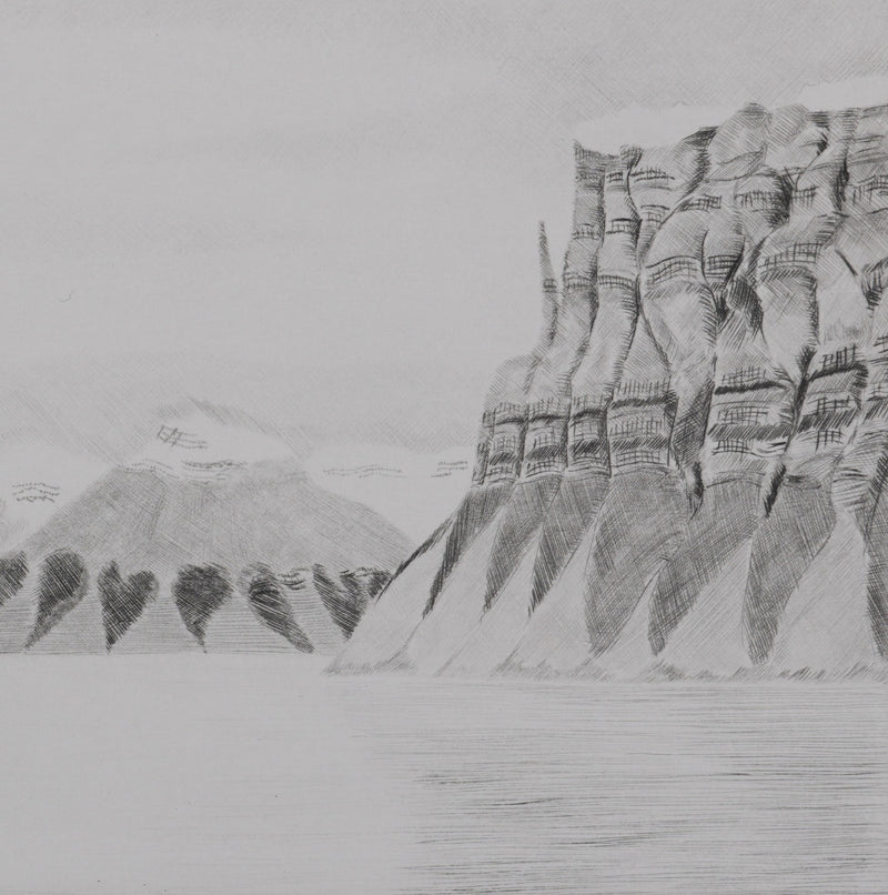 Camille COMBE : Les jeux de la nature au Spitzberg, Gravure originale signée