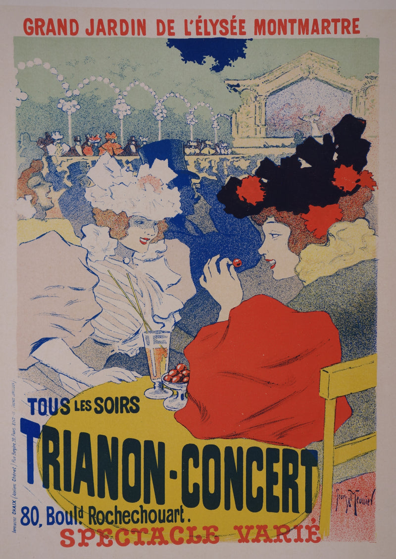 Georges MEUNIER : Discussion en terrasse, Lithographie originale signée