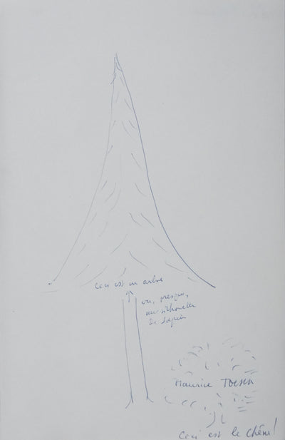 Maurice TOESCA : Ceci est un arbre, Autographe et dessin original signé