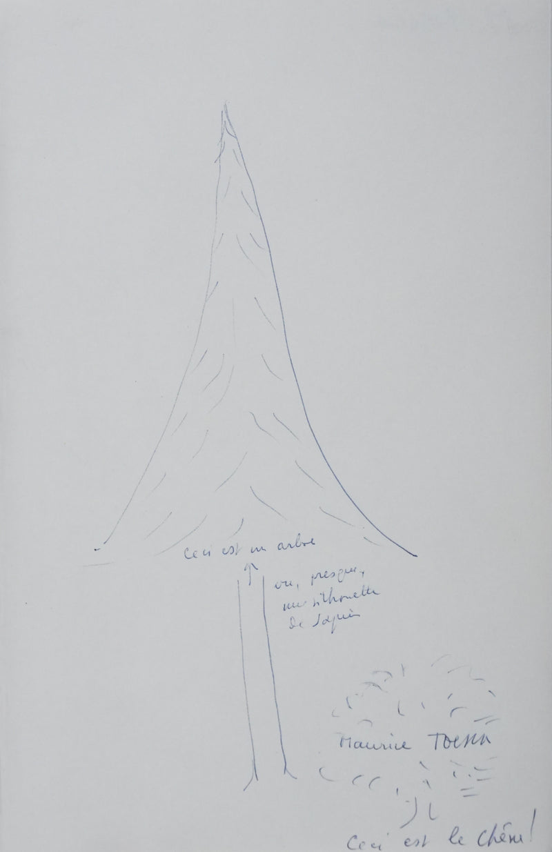 Maurice TOESCA : Ceci est un arbre, Autographe et dessin original signé