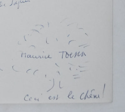 Maurice TOESCA : Ceci est un arbre, Autographe et dessin original signé