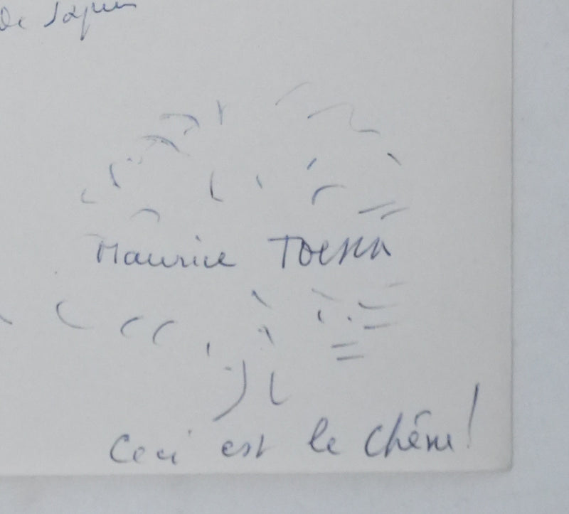 Maurice TOESCA : Ceci est un arbre, Autographe et dessin original signé
